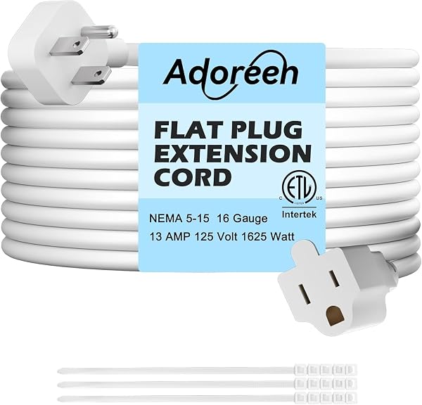 Adoreen 6ft Flat Plug Power Extension Cord
