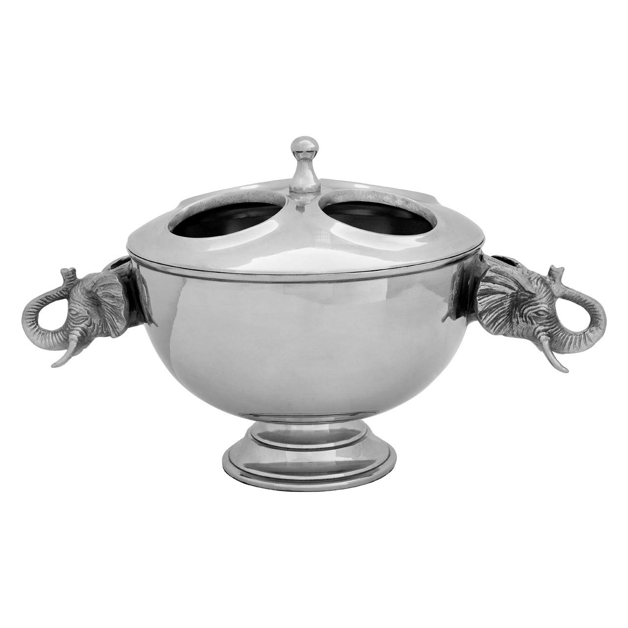 Yala 4 Bottles Elephant Wine Cooler With Lid - Silver