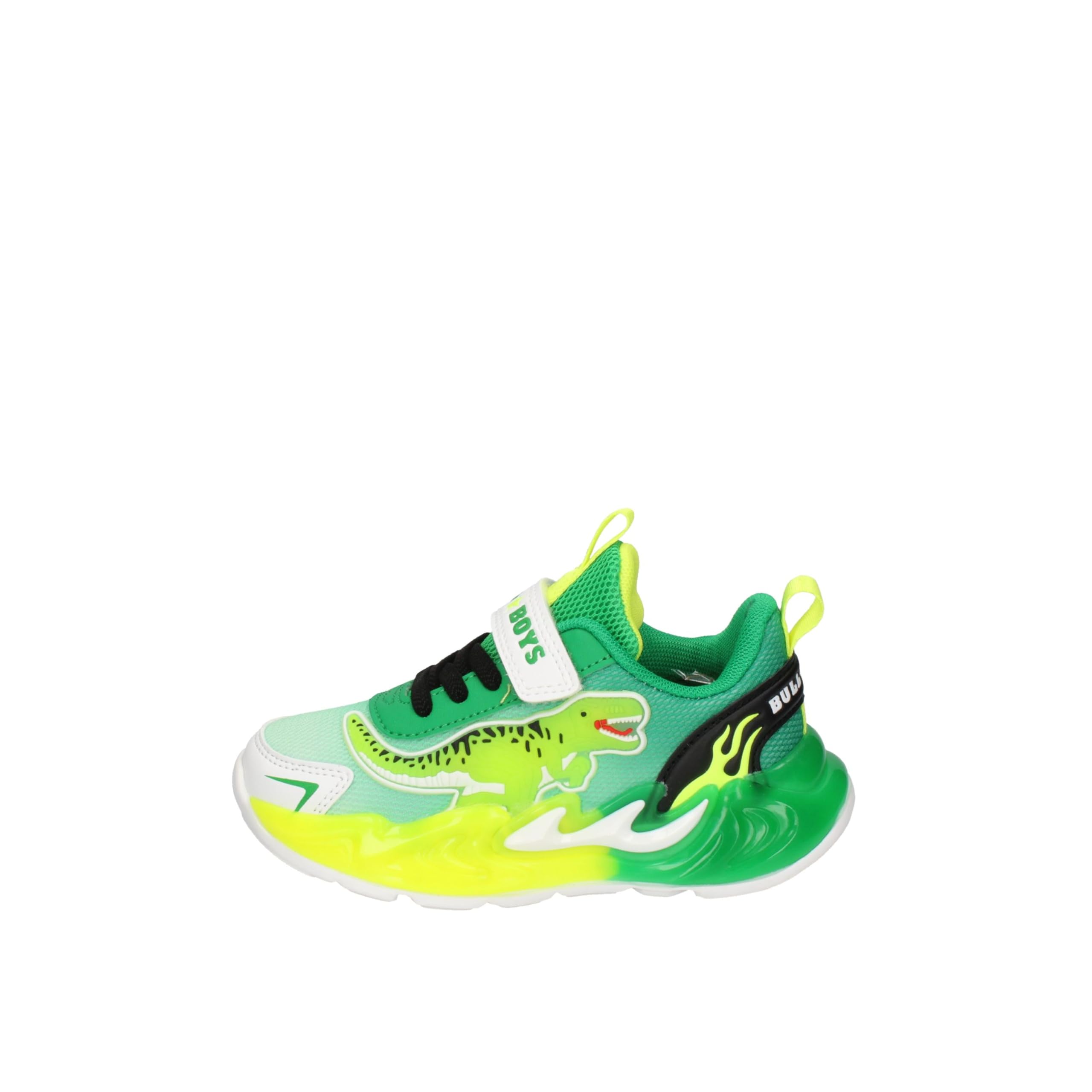 Bull Boys Scarpe con Luci DNAL5117 Jurassic Rex,​Verde,​Chiusura a Strappo,​Dinosauro T-​Rex,​Suola Ammortizzata (Verde, Sistema Taglie Calzature EU, Adolescente, Numero, Media, 31)