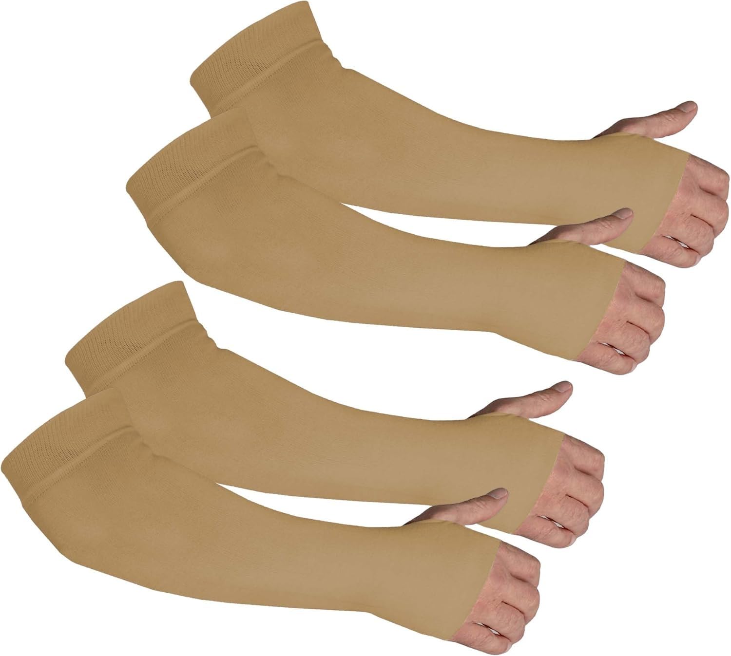 Kinship Comfort Brands Arm Protector Sleeves for Elderly Thin Skin, Bruising, Abrasion, Sun Protection, Men and Women, Nude (2 Pair), XXL