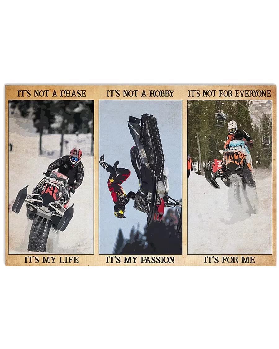 Snowmobile It's My Life Vintage Poster Metal Tin Sign Iron Painting Plaque Wall Decor Bar Club Novelty Bathroom Cafe Store 12x16 Inch