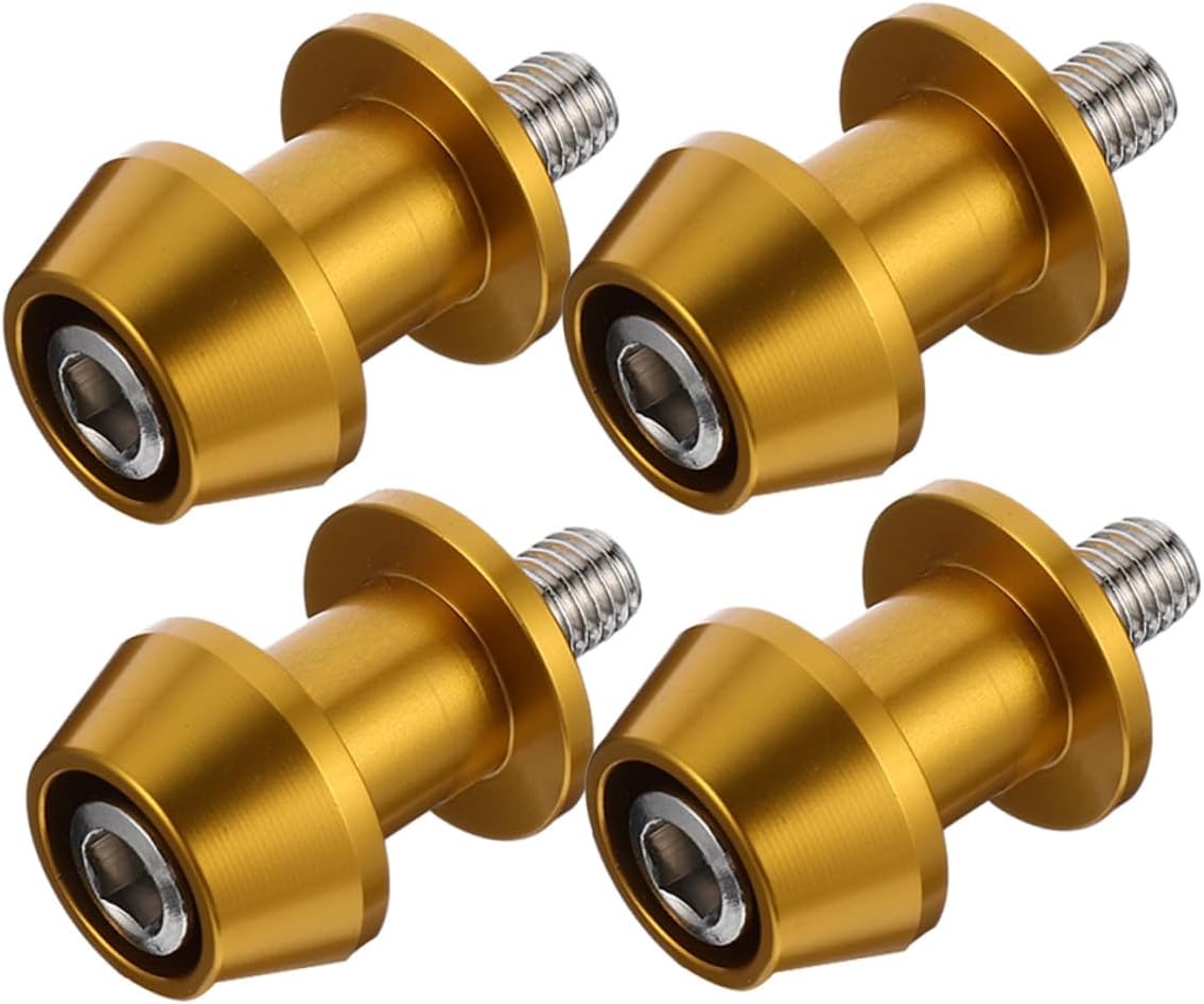 4pcs Cnc Gold 8mm Motorcycle Swing Arm Spools Sliders Screws for Rear Stand Motorbike Accessory Compatible with 8mm Swingarm