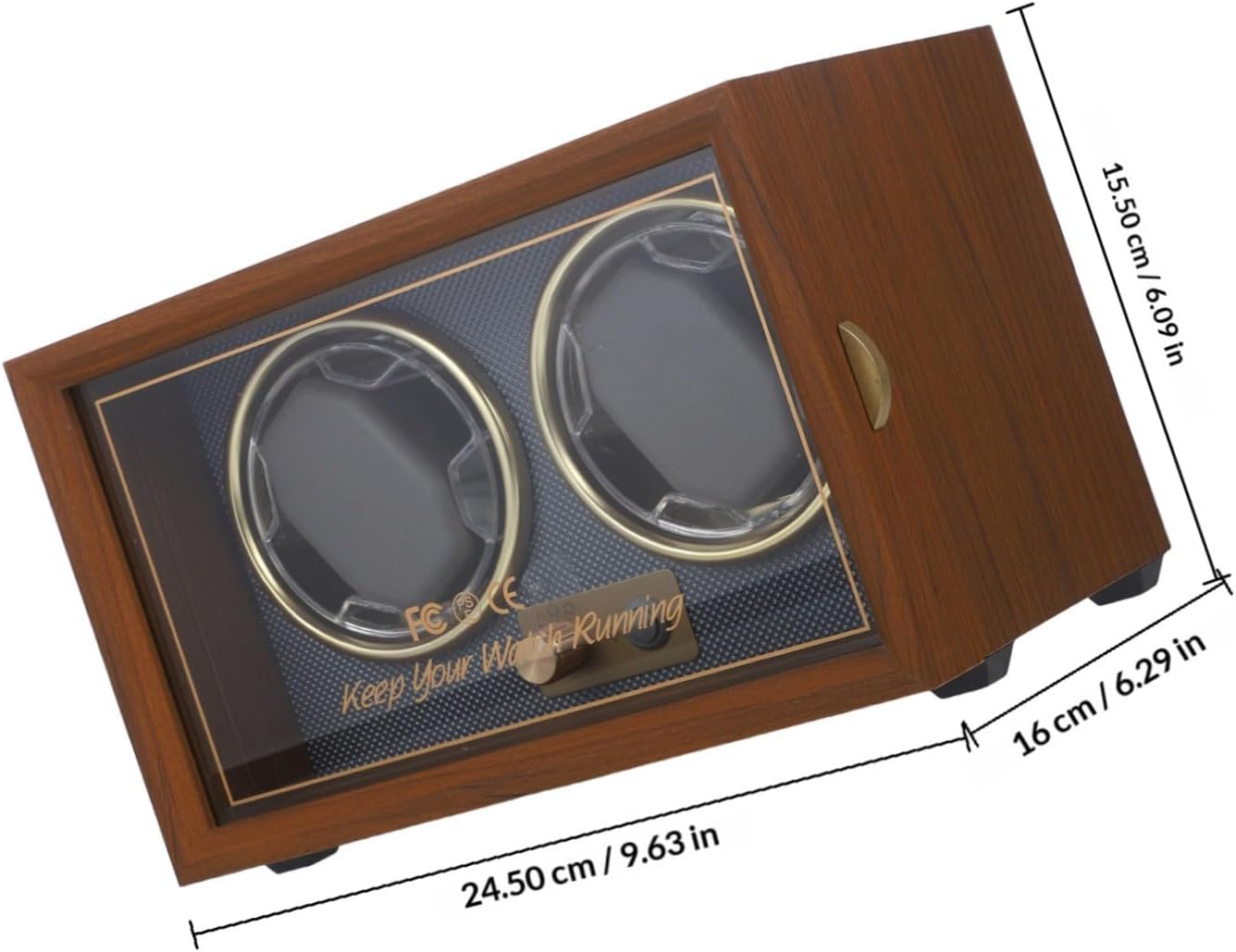 Automatic Watch Winder Case 2 Slot Mechanical Watch Rotating Box Black Walnut Wood Vintage Style Adjustable Rotation Color