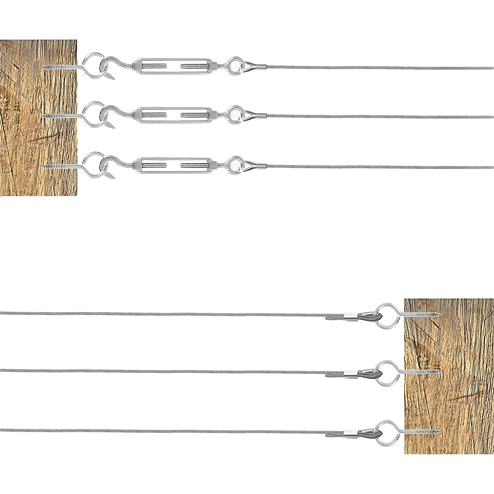 Cavo Acciaio,Corda Metallica 1. 5M / 30M. Kit di ringhiera del cavo del cavo Giardino Giardino Vite pesante Vite a vite per occhio Tenditore Tenditore Tenditore Tenditore Filtro Cavo Cavo Corda(30M)