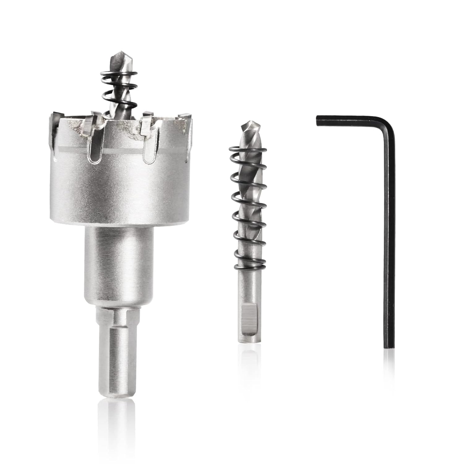 Carbide Tipped Hole Cutter 38mm/1.5 Inch Cutting Diameter TCT Hole Saw with Pilot Drill Bit L Wrench for Stainless Steel, Metal Pipes and Hard Material