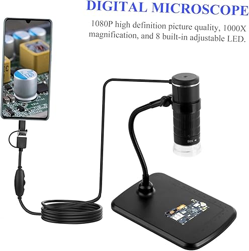 Miniatura 9 de 3 1 Microscopio de teléfono móvil Mini cámara con soporte de metal Ampliación con soporte Microscopio digital inalámbrico Digirig Microscopio
