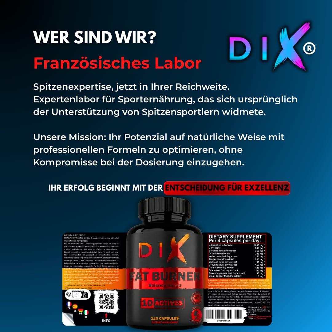 Fettverbrenner | Basierend auf wissenschaftlichen Studien | Hochdosiert | Wirksame Inhaltsstoffe | Erhöhter Stoffwechsel | Fette abbauen | + Energie | Appetitzügler|