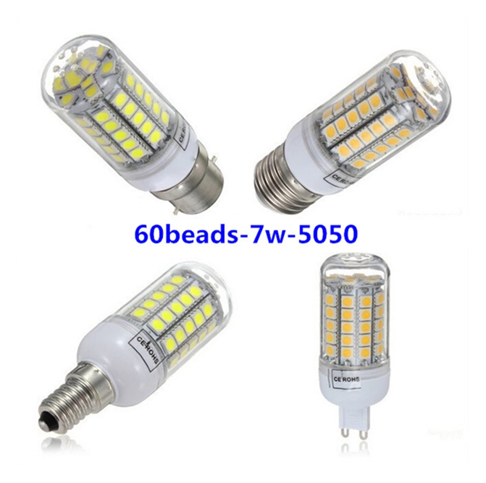 Iluminación Interior 10 Bombillas LED Tipo maíz GU10 de CA 110 V/220 V, E12, de bajo Consumo, con Cubierta Transparente, E14, E27, B22, G9, de plástico.