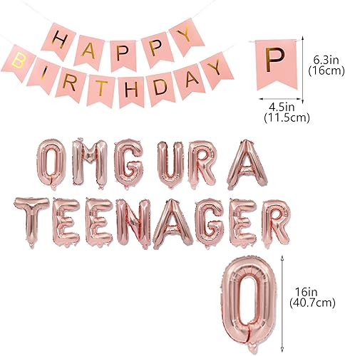 Miniatura 7 de Cartel de fondo de cumpleaños número 13 OMG UR a Teenager 13 fondo de fotografía de cumpleaños negro y oro rosa póster de tela de 5 x 4 pies