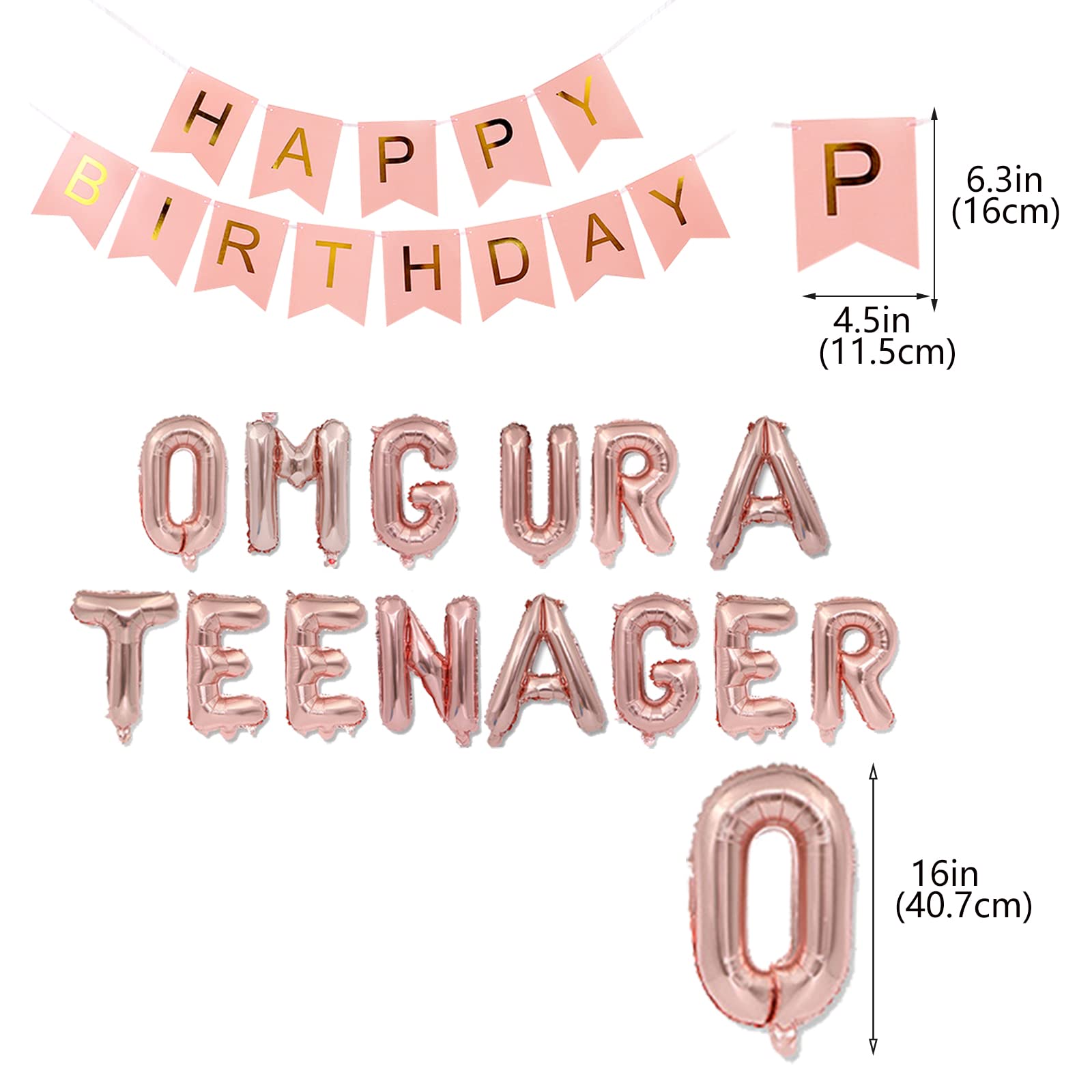 Kit Decorazioni Per 13° Compleanno: Oro Rosa OMG UR A TEENAGER - Palloncini E Banner