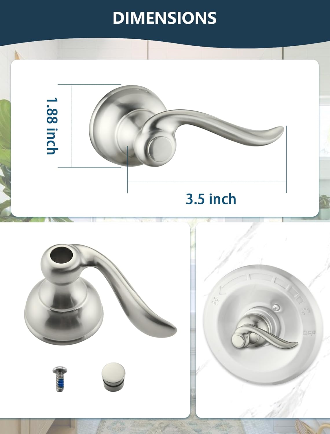 Shower Cover Plate with 2 Handle Brushed Nickel, Replacement for Delta 13/14 Series BT14096 Trim Kit