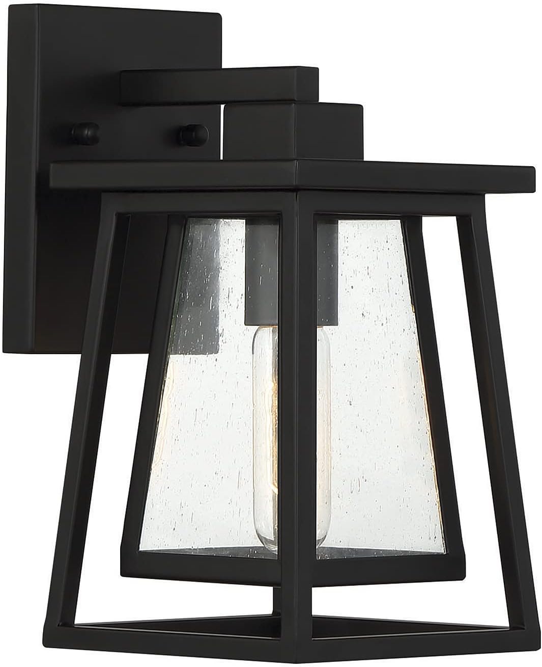 Savoy House 5-2020-BK Denver Mission Clear Seeded Glass Outdoor Wall Lantern, 1-Light 60 Watt, 11" H x 6" W, Matte Black