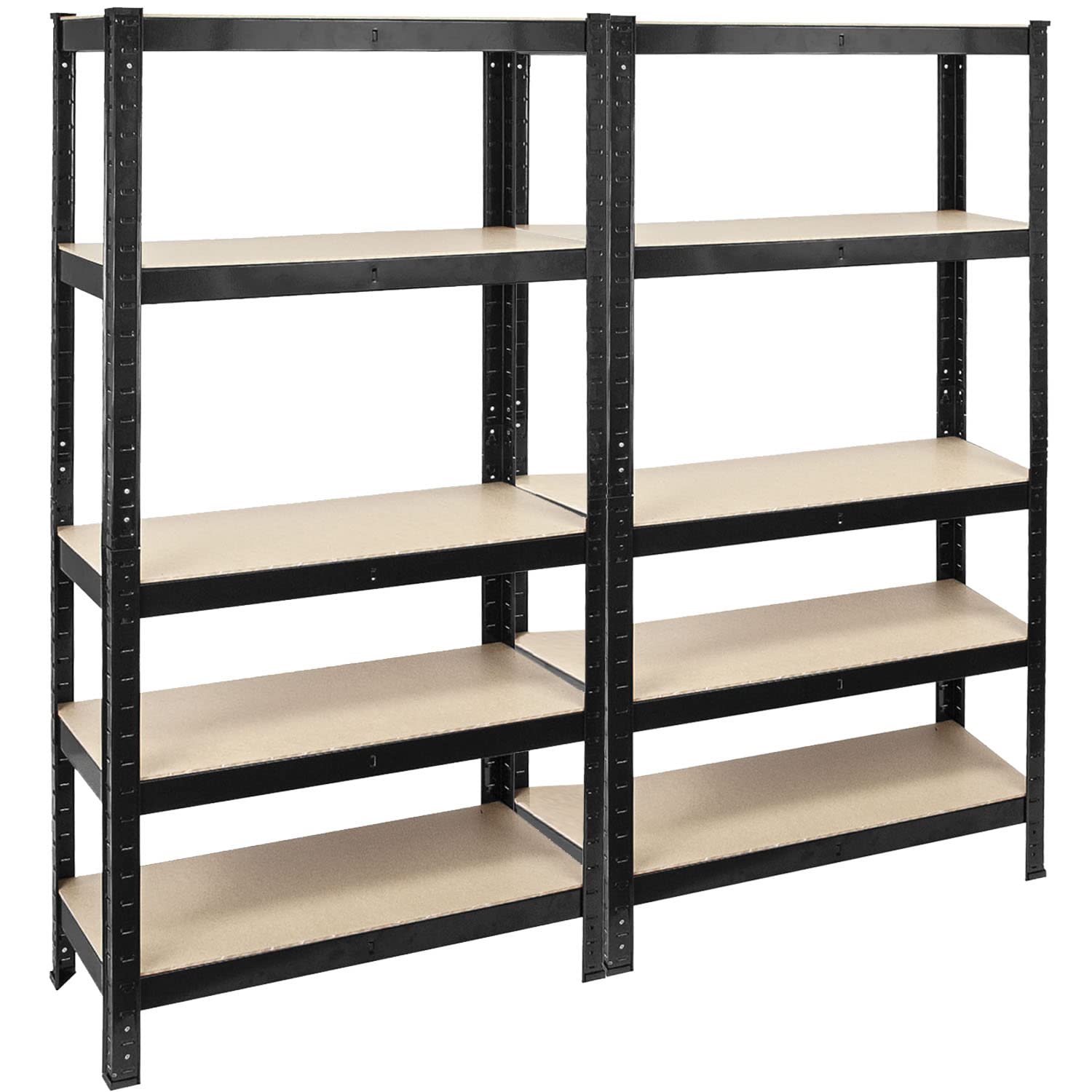 TekBox 5 Tier Shelving Unit Boltless Garage Storage Metal Shelves Rack (2, Black) — image 1