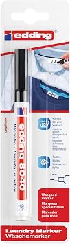 edding 8040 wasgoedmarker - zwart - 1 stift - ronde punt 1 mm - textielstift wasmachinebestendig 95 C voor het markeren van kleding - textielmarker
