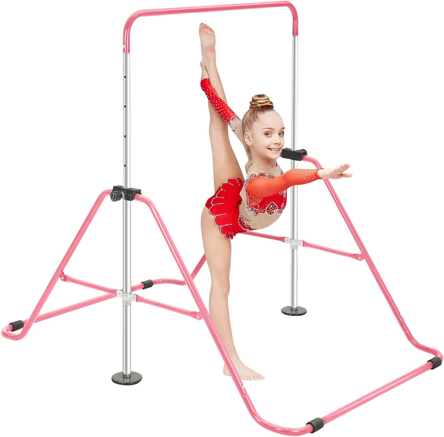 – Gymnastics Bar Kids Folding Horizontal Bar Gymnastic Training Equipment Adjustable Height for Home Gym Indoor Garden Outdoor