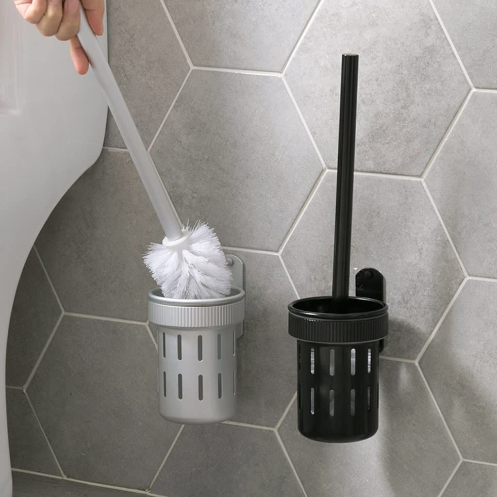 Escobilla Baño/Escobilla y Portaescobillas de Baño Escobillero for inodoro, cepillo de limpieza for inodoro montado en la pared for el hogar, 360 ° a extremos muertos, cepillos for inodoro, cepillo fo
