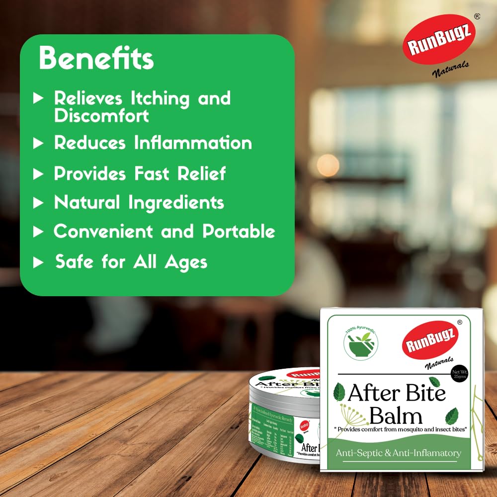 RunBugz 100% Natural After-Bite Balm for Kids Gives relief from Rashes, Mosquito & insect Bites, 100% Ayurvedic, Antiseptic & Anti-inflammatory, 25g Naturals After Bite balm