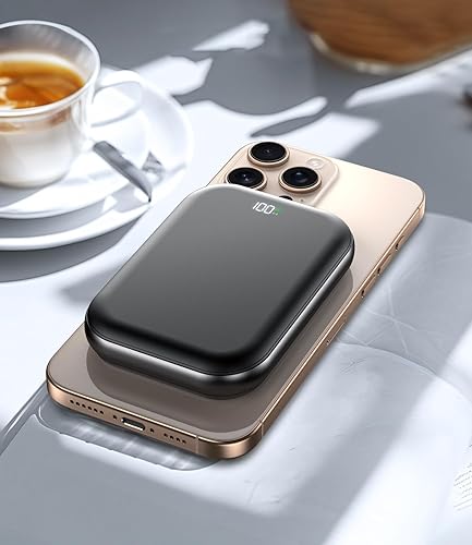 Miniatura 7 de Banco de energía magnético de 10,000 mAh, cargador portátil inalámbrico con cable USB-C, batería de carga rápida USB C de entrada y salida,