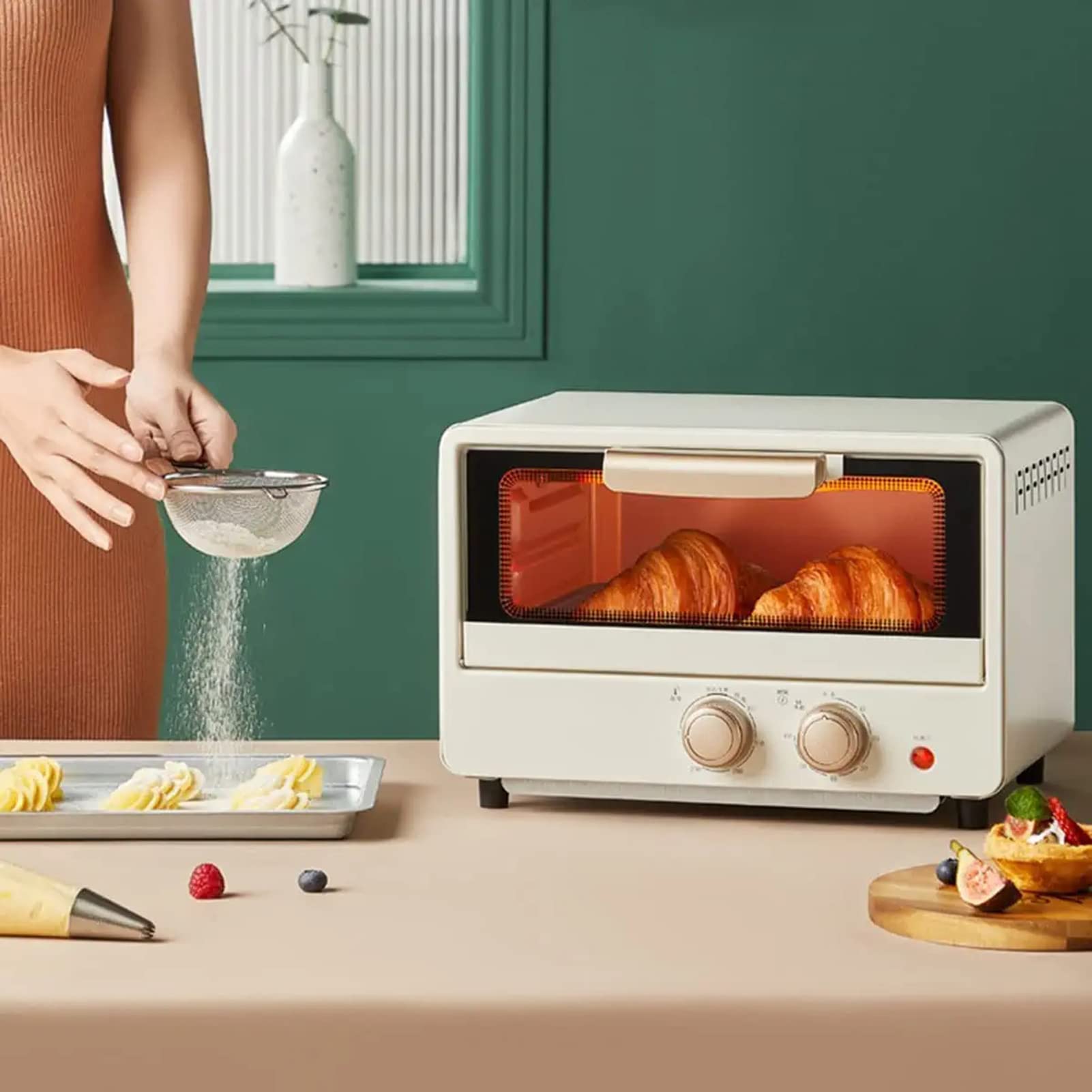 Mini piekarnik, elektryczny piekarnik stołowy, regulowana temperatura, wielofunkcyjny piekarnik elektryczny, kompaktowy piekarnik z timerem do grillowania, łatwy do czyszczenia