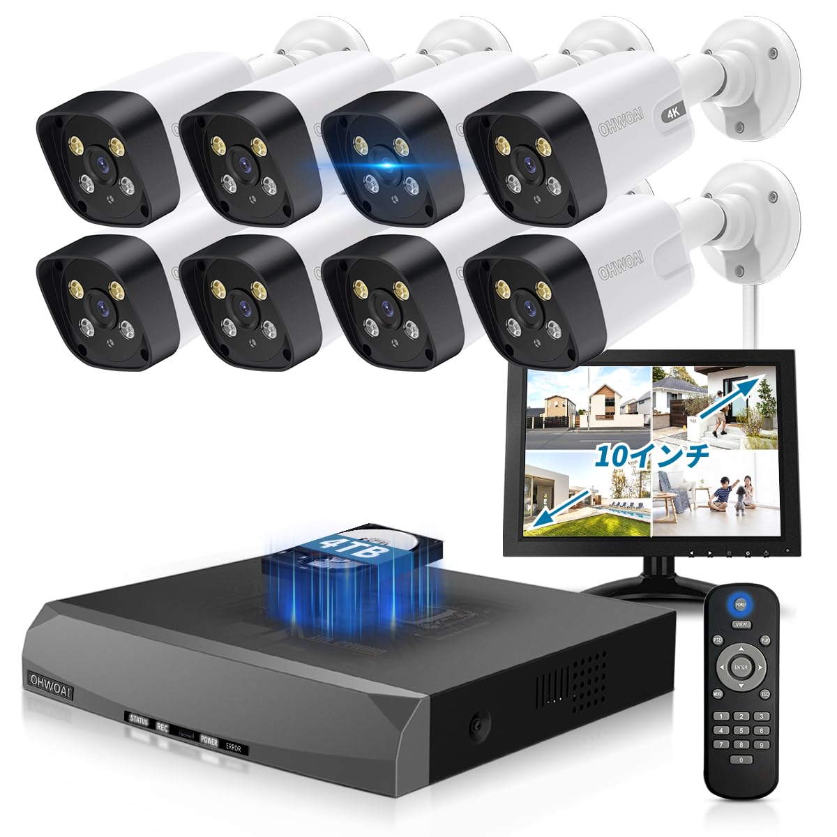 新品未使用　防犯カメラセット 監視カメラ 3台 セット　OHWOAIメーカー直販 Amazon.co.jp: 【投光威嚇・双方向通話・130°超広角】OHWOAI POE防犯