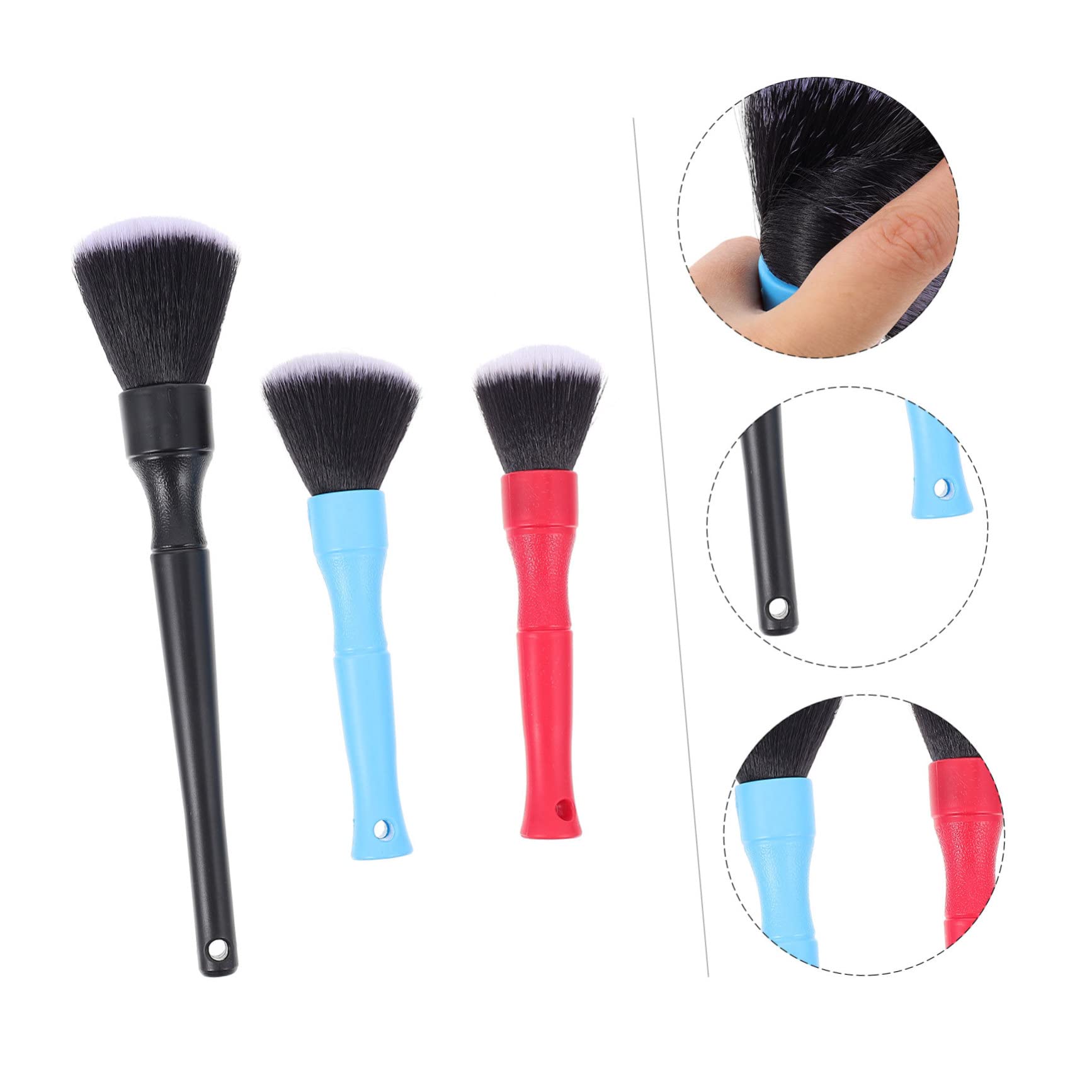Mikinona Cepillo de Limpieza de Ranuras para Coche 3 Piezas PP Negro | Fiesta Verano, Interior Brocha Limpieza Coche, Cepillo Limpiador de Ventilación