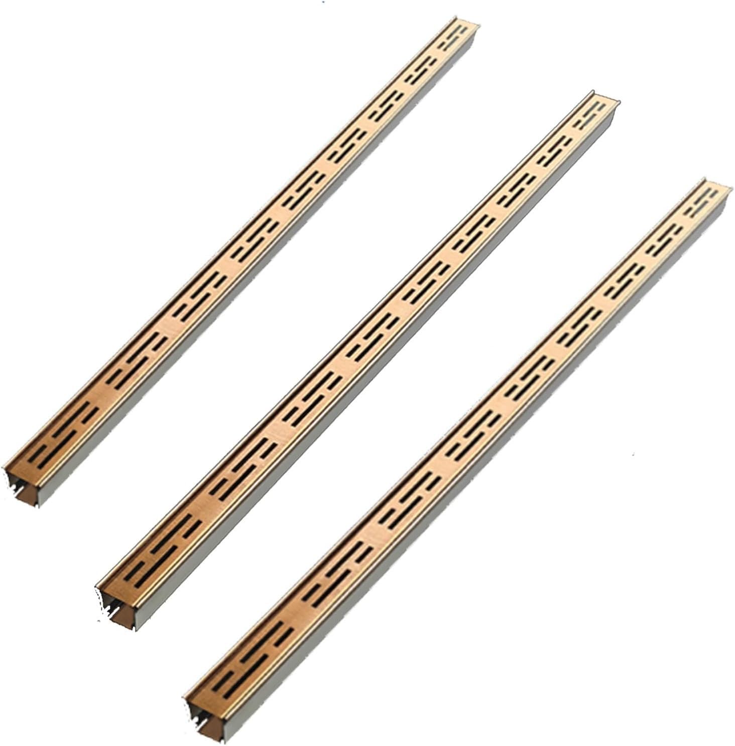 GDMDPTE Trench Drain Grate Cover - 1m Slim Channel Drain System with Grates 3.5x3cm 5x3cm 5x5cm Indoor/Outdoor Floor Drain Stylish Black & Gold Set of 3 (5x3cm)