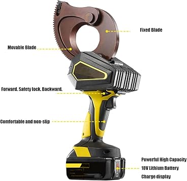 Cable Cutter, Gear Cable Cutter Battery Operated Kit, Ratchet Cable Cutter, Electric Wire Cutting Tool for Cu/Al Cable and Armoured Cable,50mm