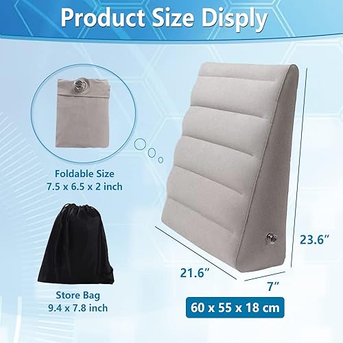 Miniatura 4 de Almohada inflable de cuña para dormir, con reflujo ácido, posicionadores corporales, cuña triangular, elevación de piernas con inclinación de 30