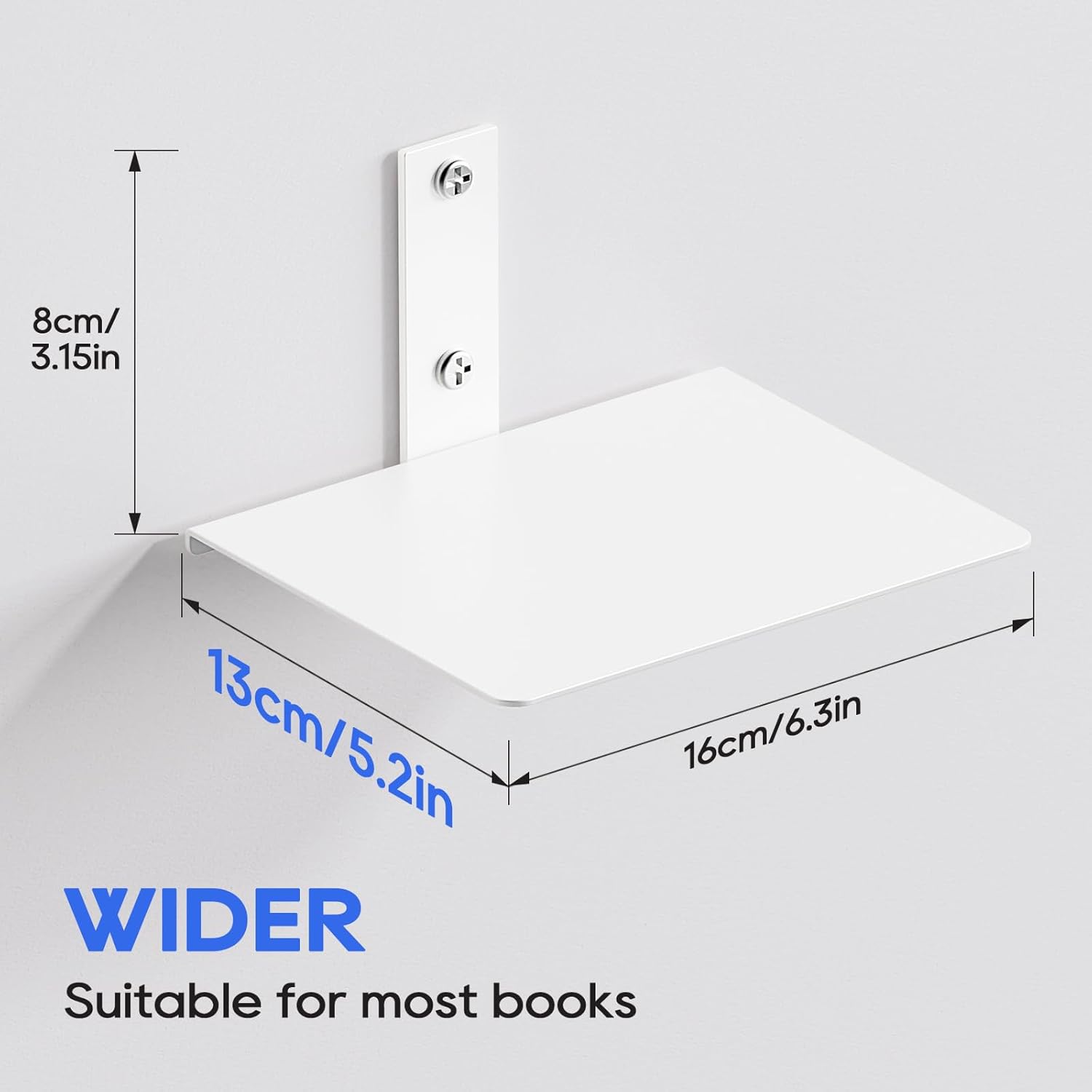 Invisible Bookshelf, Floating Book Shelves for Wall, Heavy Duty Wall Mounted Bookshelf for Storage, Hidden Book Organizer, Vertical Spine Shelf for Home and Office, 4 Pack, White