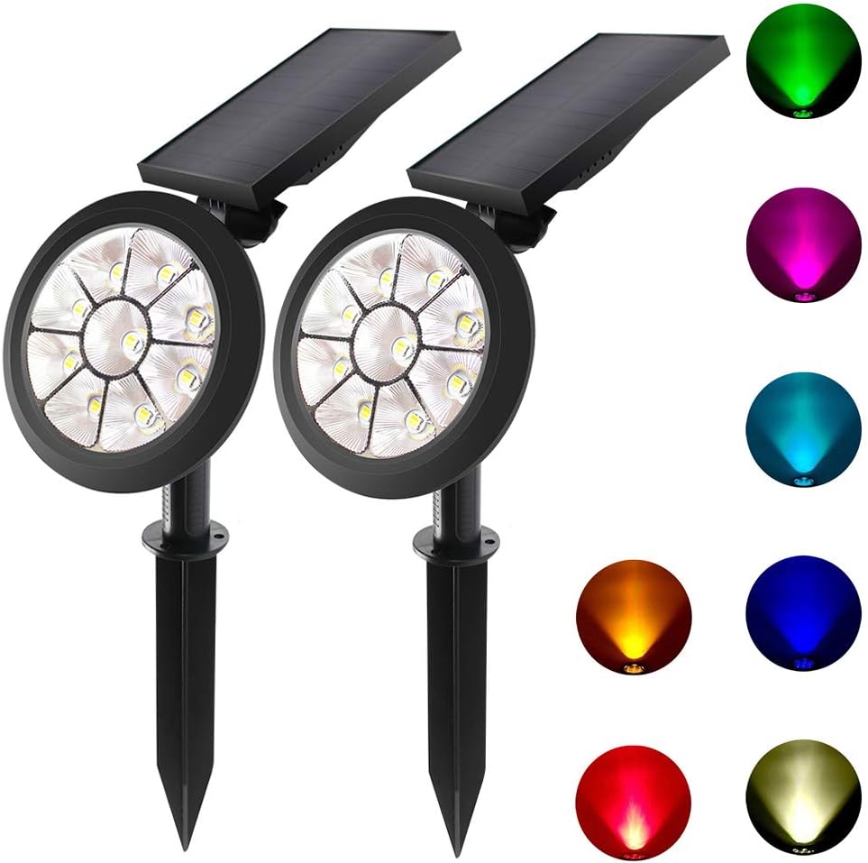 Solar Spot Lights Outdoor, Waterproof Solar Uplights for Tree, Color Changing LED Solar Landscape Spotlights for Halloween Decoration Garden Yard Patio Lawn(6 Pcs)