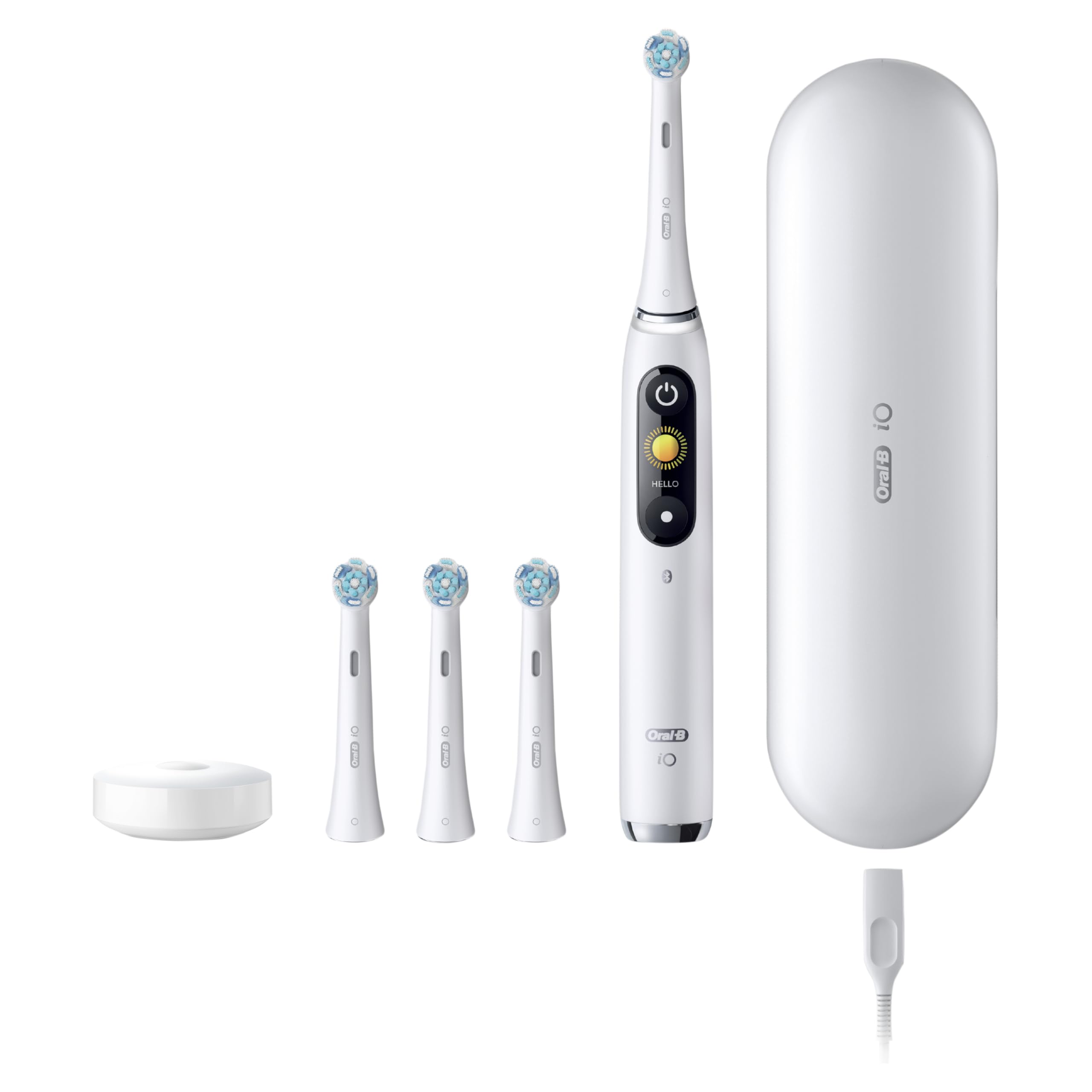 Oral-B iO Series 9 - Cepillo de dientes eléctrico con 4 cabezales de cepillo de repuesto, alabastro blanco