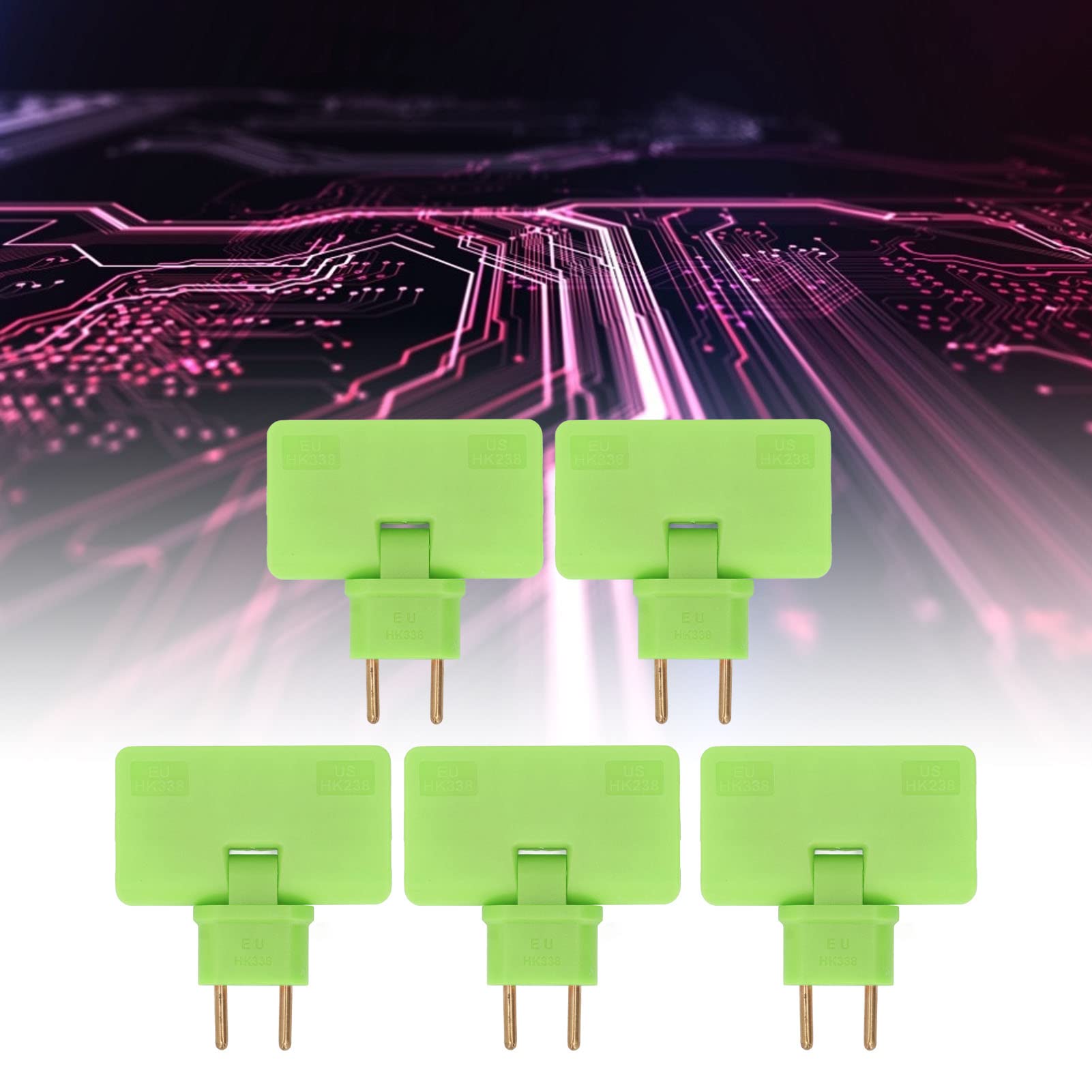 5Pcs EU Presa Convertitore 180 Gradi Ruotato Adattatore per Presa Cordless 3 Jack Adattatore per Spina di UE Spina di Alimentazione Viaggio 110 a 250V(Blu