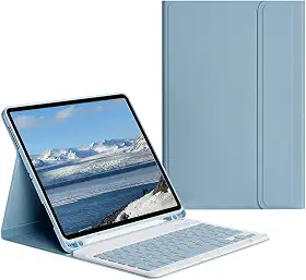 Capa Para Tablet Com Teclado Bluetooth Para iPad 7/8/9 Geração iPad Air3 iPad Pro10,5 Polegadas (Azul Enevoado, Teclado comum)