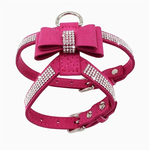 Miniatura 10 de Arnés para perros pequeños, chaleco de diamantes de imitación para gato, arnés con pajarita, cachorro, gatito, bonito diamante de cristal brillante
