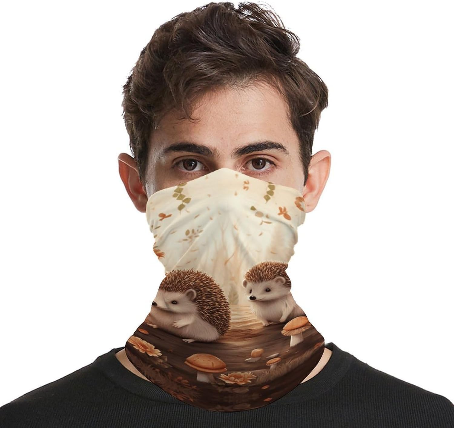 Nature Lovely Hedgehog Lovers Neck Gaiter UV Protection Polyester Face Gaiter Breathable Quick Dry Head Wrap Multifunctional Stretchy Seamless Bandana for Outdoor Cycling Hiking Skiing Running