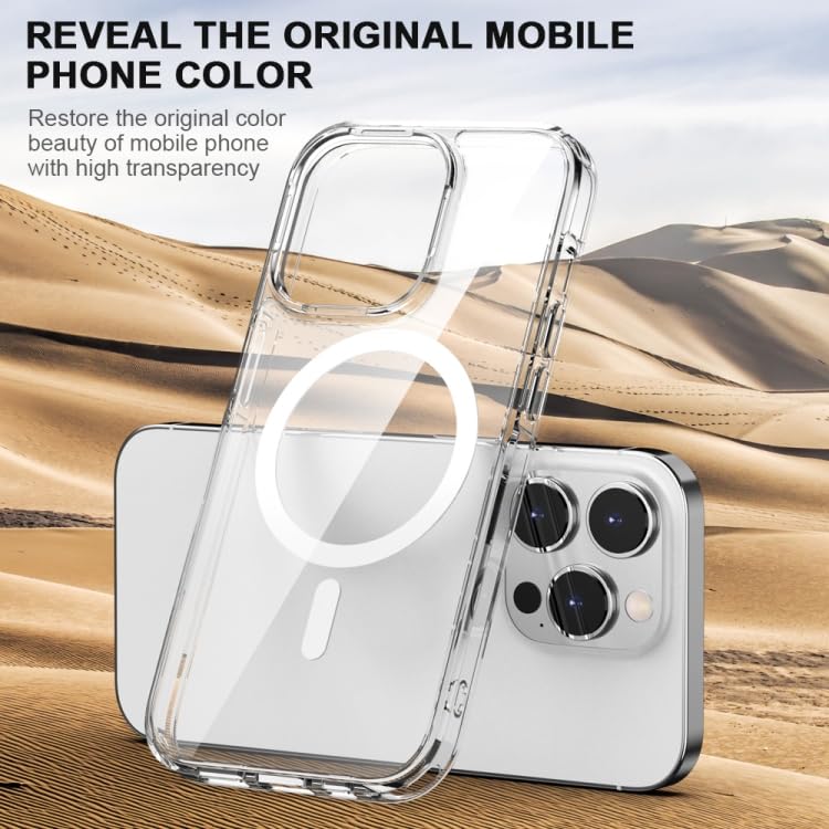 Image of VONZEE Translucent Clear Back Cover Compatible with (iPhone 15 Pro Max Case)(2023), PC Shockproof Scratch Resistant, Non-Yellowing, Support Mag-Safe Wireless Magnetic Charging - White|6.7''