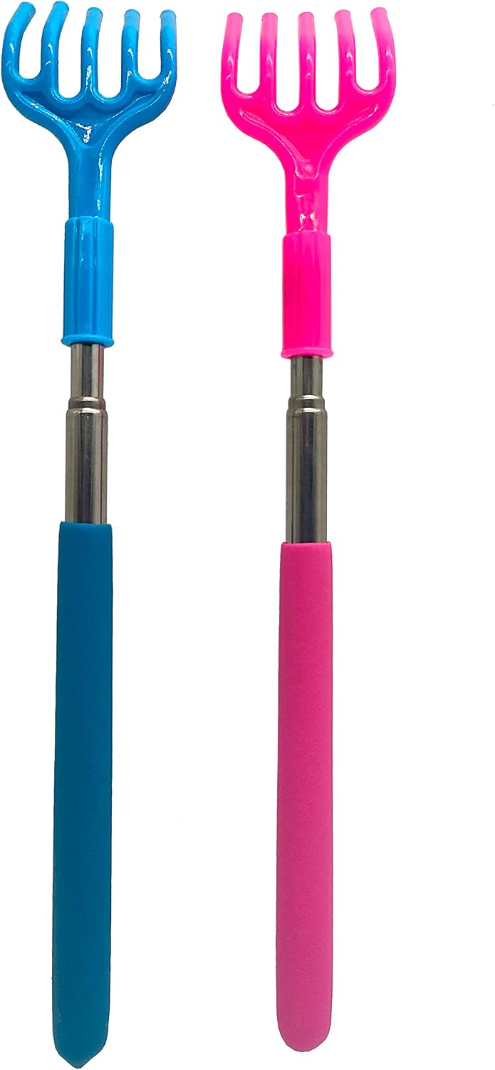 Back Scratcher 2 Pcs Portable Stainless Steel Extendable Telescopic Plastic Backscratcher (Color Random)