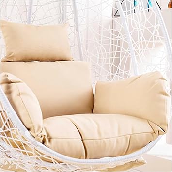 Egg Chair Cushion Replacement, Soft Washable Basket Swing Chair Seat Cushion with Headrest, Outdoor Porch Backyard Patio Hammock Swing Replacement Cushion PadOnly Cushion,Beige