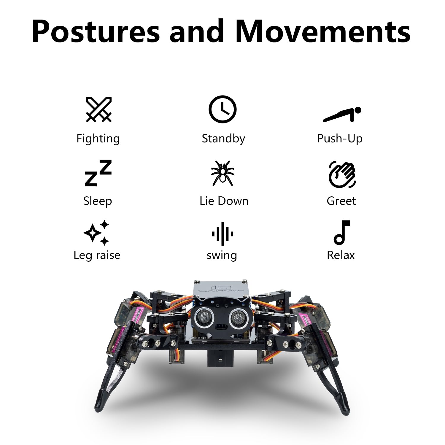 LAFVIN Zestaw robota pająka do ESP8266, czteronożny robot pająk z aplikacją i pilotem na podczerwień, robot programujący STEM Open Source