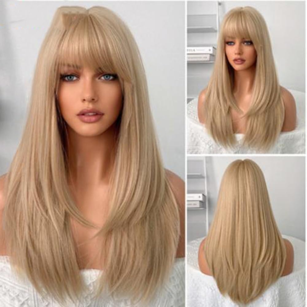 Haarpflege 60 Cm/23,6 Lange Lockige Kunsthaarperücken Für Frauen, Tiefe Wellenperücke Mit Ersatzperücken, Lange Perücke, Synthetische Perücke, Natürlich, Blonde