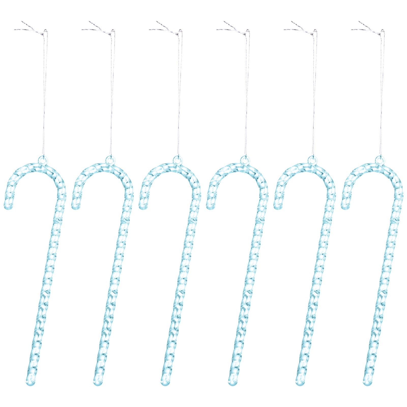 Tsophreniq 6PCS Clear Strong Christmas Suspended Garnishes Permanent Polyacrylate Candy Stick Ornamentation for Indoor Holiday Celebratory Deck Strong Polyacrylate Holiday Garnishes