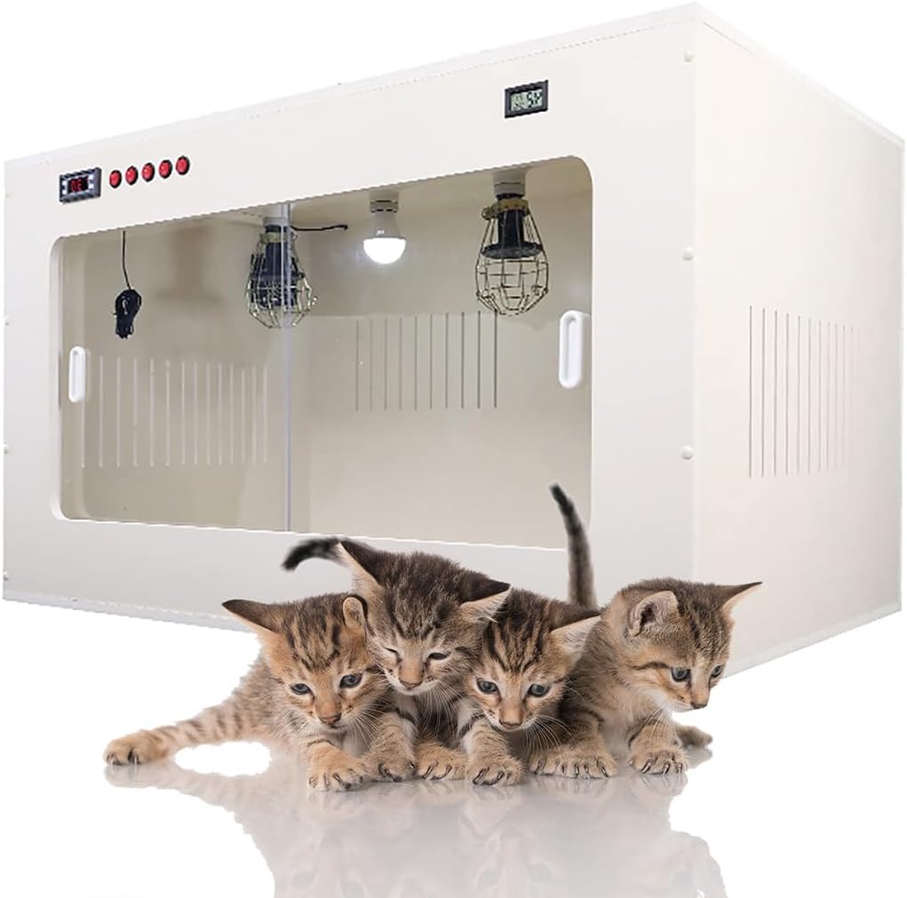 Pet Incubator Box, Large PET Brooder Nursery Dog, Three-Dimensional Circulation Blowing System, Cat Incubator for Puppies, Puppy Incubator, 80 X 60 X 60 cm, Avoid Freezing of Cubs
