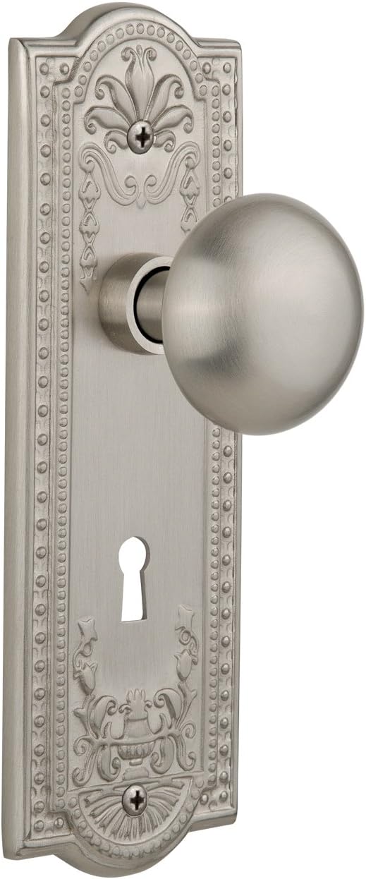 Nostalgic Warehouse Meadows Plate with Keyhole New York Knob, Double Dummy, Antique Brass