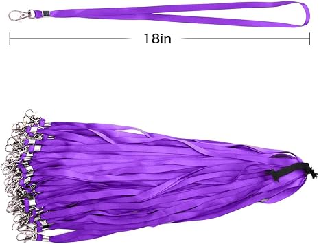Lanyards 10 Pcs Bulk Lanyard for Id Badges Flat Purple Lanyard with Badge Clip Swivel Hook (10, Purple)