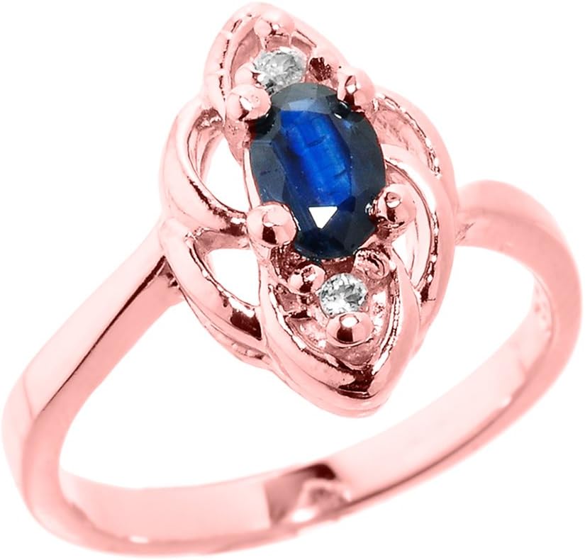Dainty Rose Gold Diamond-Accented 3-Stone Blue Sapphire Proposal Ring (Size 7.75)