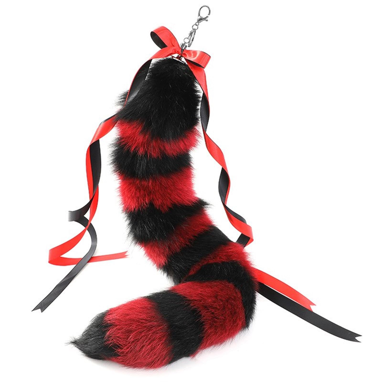 Porte-clés en peluche avec queue de ruban C taille unique pour sac - 7