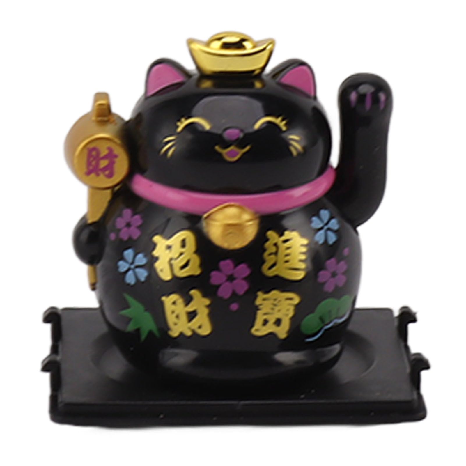 Lucky Cat Ornament, Solar Panelu Sunlight, Plastikowe ramię do Plastikowego Ramienia Kota Fortune dla Planszy (BLACK)