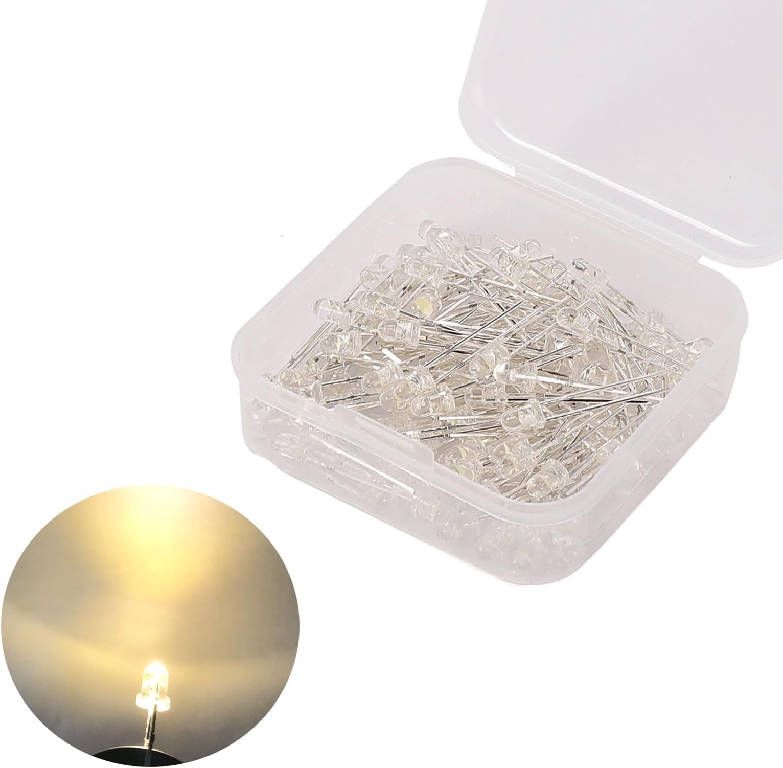3mm Led Diode Lights, 120Pcs 3mm Warm White Led Emitting Assorted, Round Diode Light Assorted Color (Warm White 120Pcs)