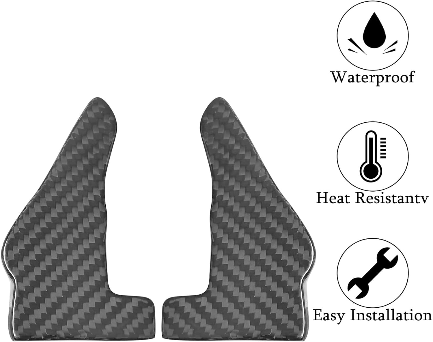 Compatible with Dodge Challenger Charger SRT 2015-2024 Durango SRT 2014-2024 Real Carbon Fiber Steering Wheel Shift Paddle Extended Cover Trims Accessories (Black 2PCS)