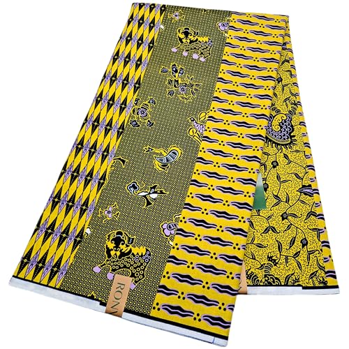 African Print Wax Fabric 6 Yards 100% Cotton – Ankara Fabric for Party Outfits, DIY Crafts, Scarves, Aprons, and Home Decor (2Q1-2)